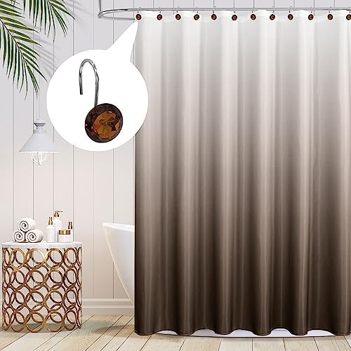 Brown Diamond Crystal Bling Shower Curtain Hooks Rings - Image 2