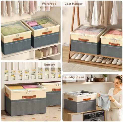 Shoe Organizer for Closet, 2 Pack Foldable Shoe Storage Organizer Box Bin - Image 7