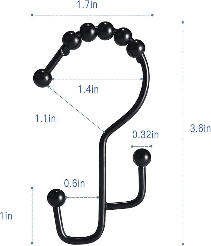 SUTINE Shower Curtain Hooks, Stainless Steel Bathroom Shower Hooks - Image 5