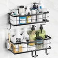 Moforoco Shower Caddy Shelf Organizer Rack, Self Adhesive Black Bathroom by MOFOROCO