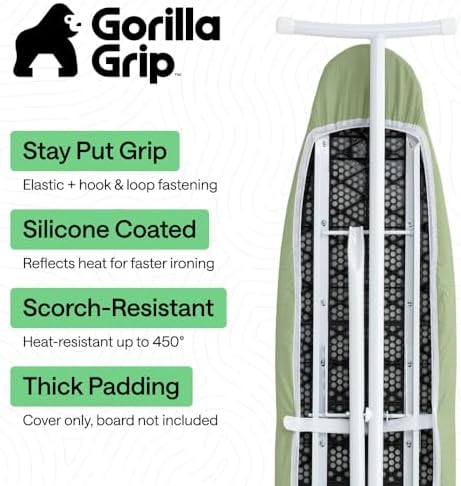GORILLA GRIP Padded Ironing Board Cover, 15x54 Sage - Image 2