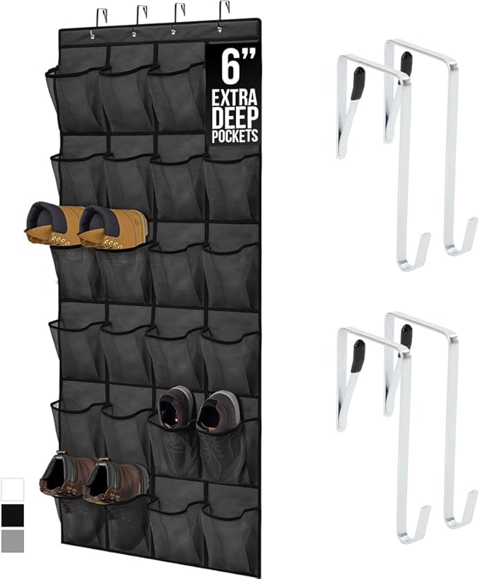 GORILLA GRIP Over the Door Shoe Organizer, 24 Extra Large Pockets, Space Saving by Unknown