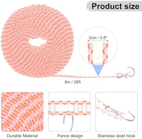 uxcell Windproof Clothesline, 8M 26ft Plastic Non-Slip Clothes Drying Rope - Image 2
