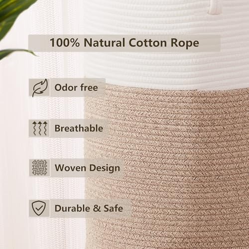 60L Large Hamper Laundry Basket Tall Woven Clothes Hamper Brown - Image 5