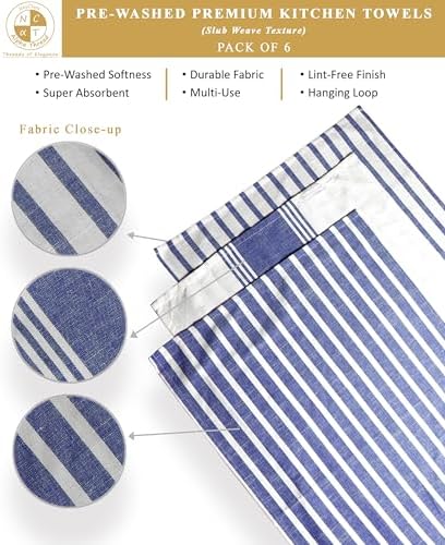 Pack of 6 Cotton Kitchen Towels Set, Dish Towels, Cleaning Rags, Kitchen Dish - Image 3