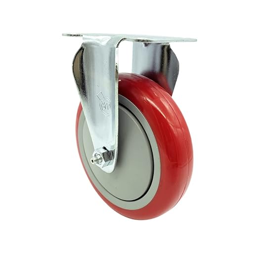 Service Caster Brand Replacement Caster for Uline Caster H-5540R-Rigid Top Plate Caster with 5 Inch Red Polyurethane Wheel-Light Duty Replacement Caster - Fits Carts, Dollies and Poly Box Truck H-3840