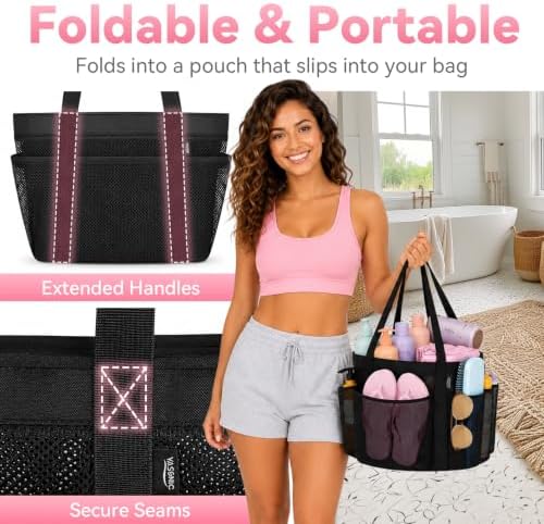 YASONIC Double Handles Mesh Shower Caddy Portable - Image 3