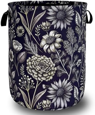 Vintage Floral Laundry Basket Oxford Cloth Foldable Hamper 18.9x16.5 Inch by Unknown