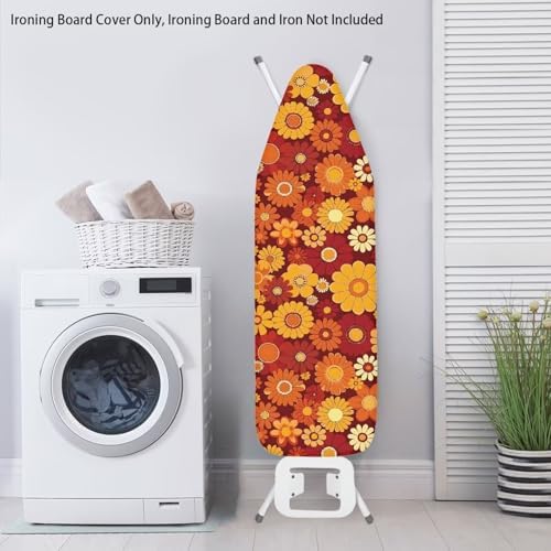 Red Hippie Flower Ironing Board Cover Elastic Edge - Image 3