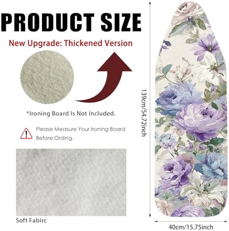 Nuxovilar Blue Purple Floral Ironing Board Cover 15x54 Cotton - Image 3