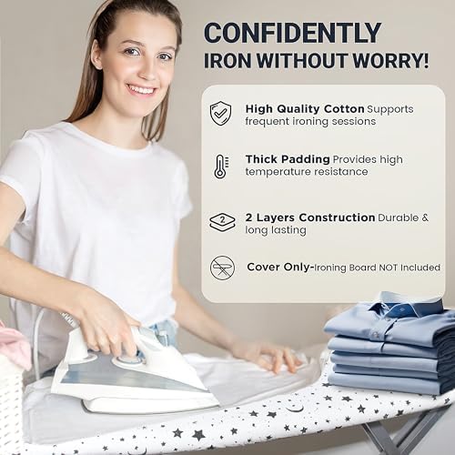 UniSimp Ironing Board Cover and Pad 15"x54" Extra Thick Natural Cotton - Image 5