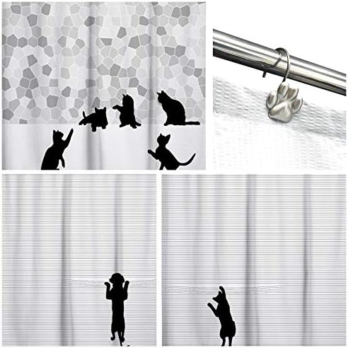 Sunlit Fashion Design Cute Paw Print Polished Shower Curtain Hooks - Image 6
