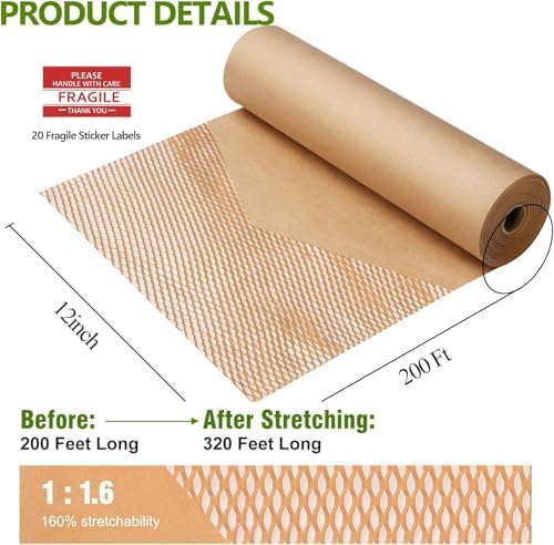 Honeycomb Packing Paper, 12 inch x 200 ft Bubble Cushioning Wrap - Image 2