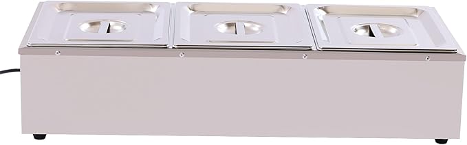 Electric Buffet Steam Table Food Warmer, 1500W 3-Pan Commercial Bain Marie Buffet Warmer, 21Qt Countertop Steam Food Warmer Server, 86℉-230℉Temp Control, for Party Catering Restaurant