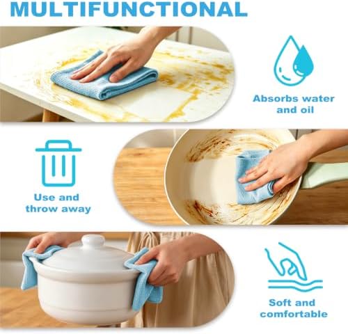 Puomue 55 Pack Microfiber Cleaning Cloth Roll, Tear Away Reusable Paper Towels - Image 5