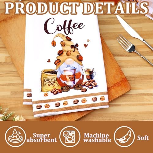 VitalCozy 6 Pcs Coffee Kitchen Towels Decorative Set Brown Dish Towels - Image 4