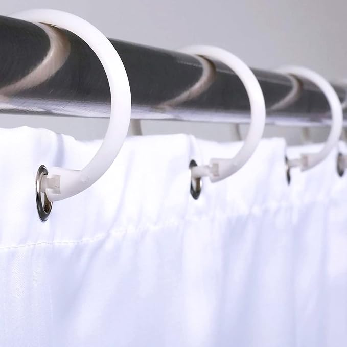 Kutesna 12 PCS White Plastic Shower Curtain Rings, Easy Snap Closure Shower - Image 8