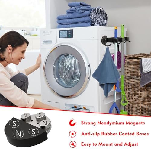 MUTUACTOR Heavy Duty Magnetic Broom Holder, Anti-slip Black Magnetic Tool - Image 4
