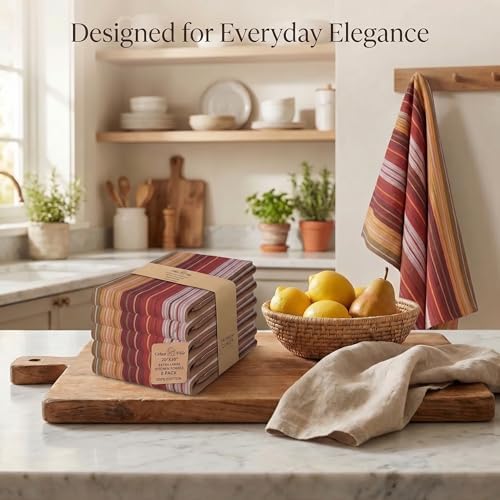 Urban Villa Kitchen Towel Cotton Dish Towel 20”x30” Harvest Stripe - Image 5