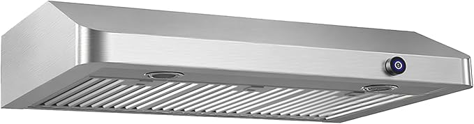 JOCO 36 Inch Under Cabinet Range Hood, 900 CFM Stainless Steel Kitchen Vent Hood, 4-Speed Knob Control C01-36K