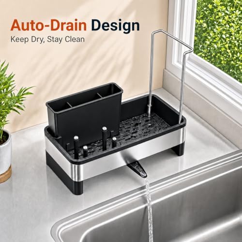 Laveshop Sponge Holder for Kitchen Sink, Rustproof Stainless Steel Sink Caddy - Image 3