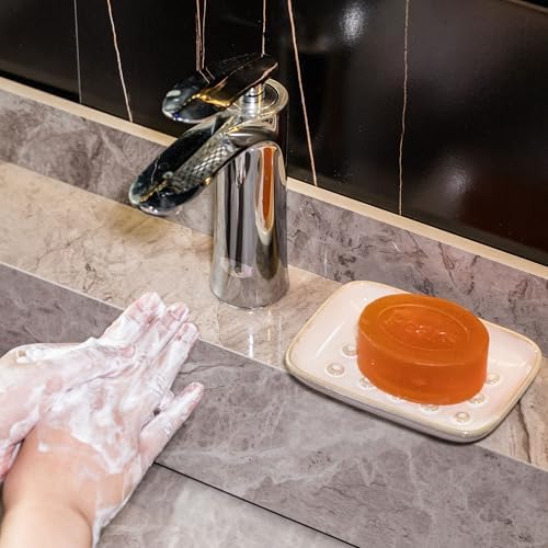 Miamolo Soap Dish for Shower, Ceramic Soap Dish Non-Slip Soap Holder Bar Saver - Image 2