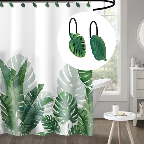 Tropical Leaf Decorative Shower Curtain Hooks, Monstera Deliciosa Strelitzia - Image 5