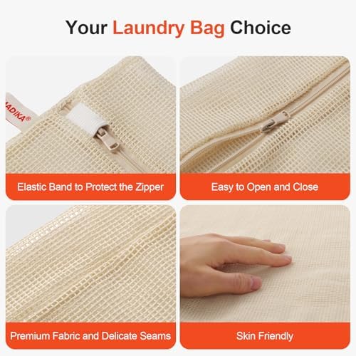 MADIKA 100% Cotton Mesh Laundry Bags, Organic Cotton Laundry bags, No Dye - Image 5