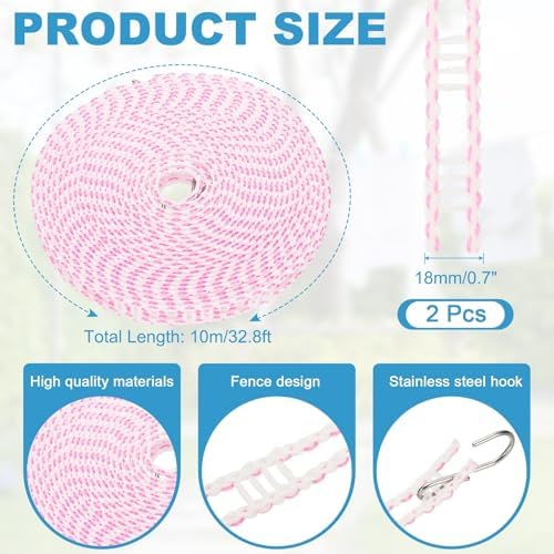 uxcell 2 Pcs Portable Travel Clothesline, 32.8ft Clothes Line Outdoors Travel - Image 2