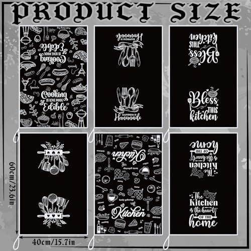 Bencailor 6 Pcs Black Kitchen Towels Decorative Sets Dish Towels Absorbent Fast - Image 3