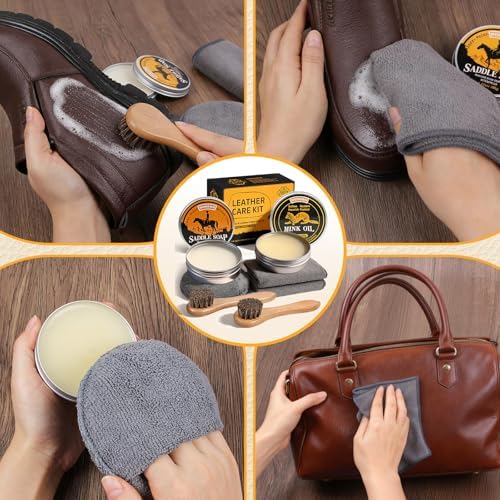 Nuroon Leather Boots Care Kit-3.52oz Saddle Soap+3.52oz Mink Oil - Image 5