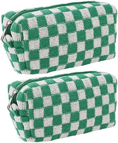 SxoSyo 2 Pcs Checkered Cosmetic Bags by SxoSyo
