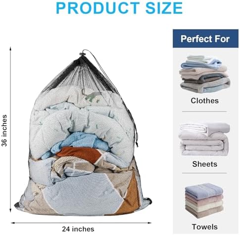 Large Mesh Laundry Bags: 2 Pack 24" x 36" Heavy Duty - Image 2