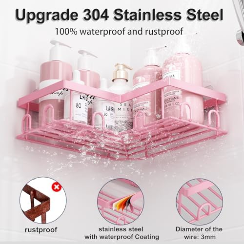 Liuoud Corner Shower Caddy, 5 Pack Adhesive Stainless Steel Organizer - Image 3