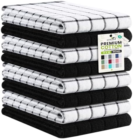 Kitinjoy Premium Kitchen Towels, Large 100% Cotton Terry 390 GSM Kitchen Hand by Kitinjoy