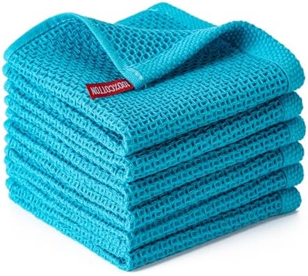 Kitchen Towels 6-Pack Kitchen Dish Cloths, 100% Cotton, 12x12 In by BOOMIBOO