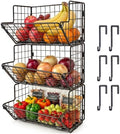 3-Tier Fruit Basket for Kitchen, 2-in-1 Countertop & Over Cabinet Door Hanging by INFLUXIA
