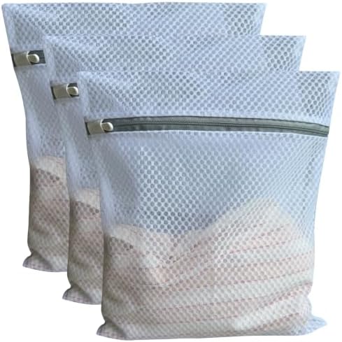 3Pcs Mesh Laundry Bags Durable Zipper Wash Bags by monochef
