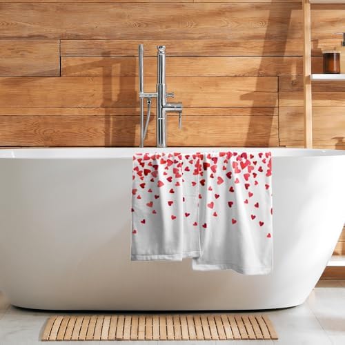 Happy Valentines Day Hand Towels Pack of 2 Romantic Red Pink Love Heart - Image 7