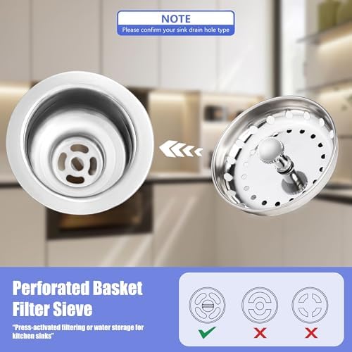 RQYEKDO 3-Pack Stainless Sink Drain Strainer Stopper Silver - Image 5