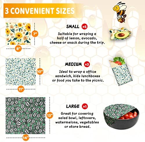 Beeswax Wrap, 9 Pack Eco-Friendly Beeswax Wraps - Image 3