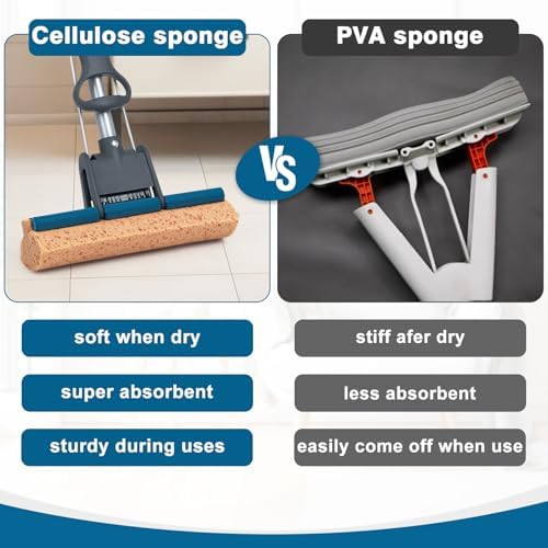 Sponge Mop for Floor Cleaning, Easy Self-Squeeze for Hardwood Tile Concrete - Image 5