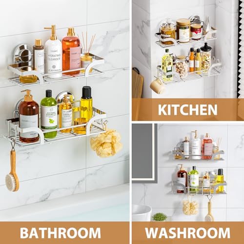 LEVERLOC Shower Caddy Suction Cup 2 Pack, Shower Shelf - Image 7