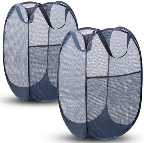 2 Pack Pop Up Laundry Hampers, 70 L Collapsible Foldable Mesh Basket by Unknown