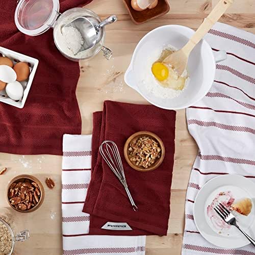 KitchenAid Albany Kitchen Towel 4-Pack Set, Smoked Paprika Red/White - Image 2