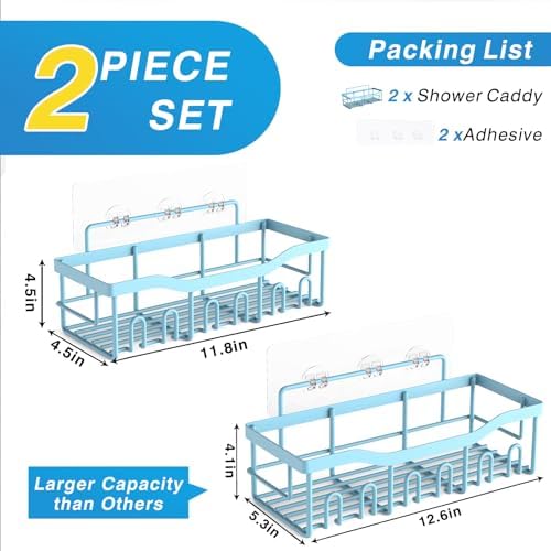 EUDELE Shower Caddy 2 Pack, Adhesive Shower Organizer - Image 7
