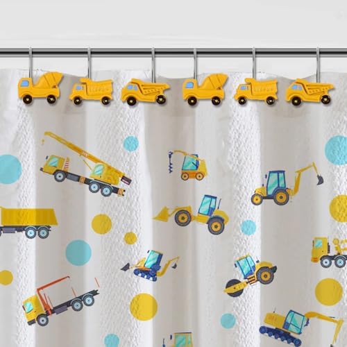 12-Piece Truck Construction Tractor Shower Curtain Hooks - Image 2