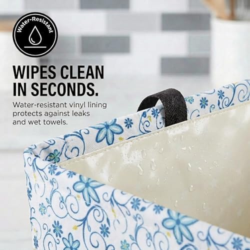 Household Essentials White and Blue Floral Krush Container All-Purpose Utility - Image 3