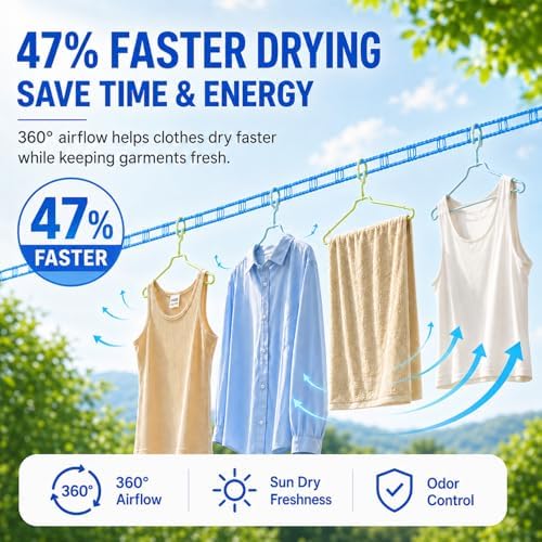 Portable Clothesline for Outdoor & Home, 3 Pack Windproof Non-Slip Clothesline - Image 4