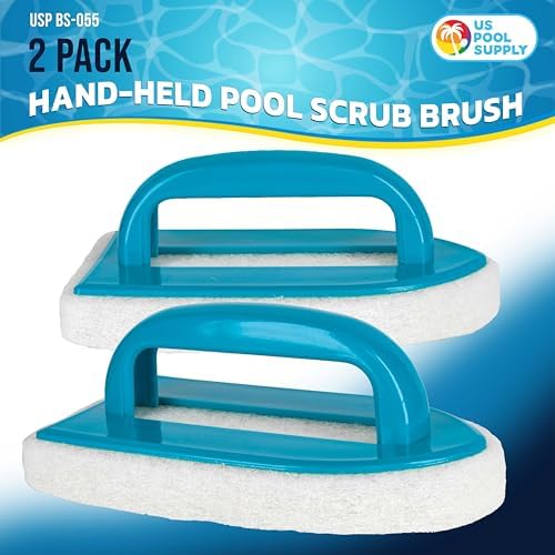 U.S. Pool Supply Hand-Held Pool Scrub Brush, 2 Pack, Surface Scrubbing Pad - Image 2